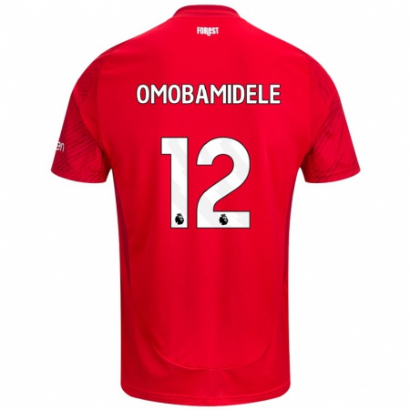 Kandiny Niño Camiseta Andrew Omobamidele #12 Rojo Blanco 1ª Equipación 2024/25 La Camisa Chile