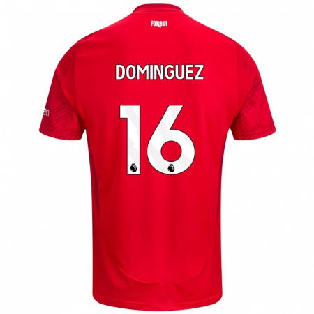 Kandiny Niño Camiseta Nicolás Domínguez #16 Rojo Blanco 1ª Equipación 2024/25 La Camisa Chile