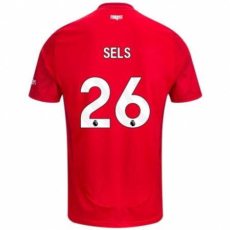 Kandiny Niño Camiseta Matz Sels #26 Rojo Blanco 1ª Equipación 2024/25 La Camisa Chile