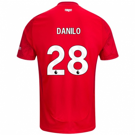 Kandiny Niño Camiseta Danilo #28 Rojo Blanco 1ª Equipación 2024/25 La Camisa Chile