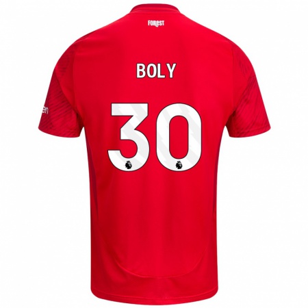 Kandiny Niño Camiseta Willy Boly #30 Rojo Blanco 1ª Equipación 2024/25 La Camisa Chile