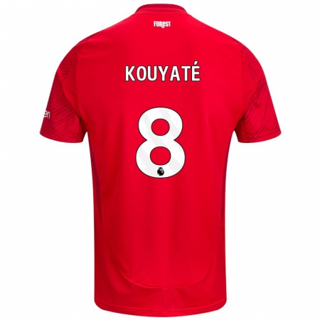 Kandiny Niño Camiseta Cheikhou Kouyaté #8 Rojo Blanco 1ª Equipación 2024/25 La Camisa Chile