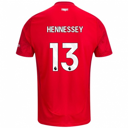 Kandiny Niño Camiseta Wayne Hennessey #13 Rojo Blanco 1ª Equipación 2024/25 La Camisa Chile