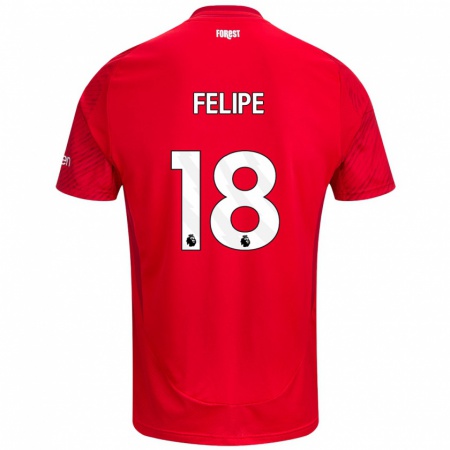 Kandiny Niño Camiseta Felipe #18 Rojo Blanco 1ª Equipación 2024/25 La Camisa Chile