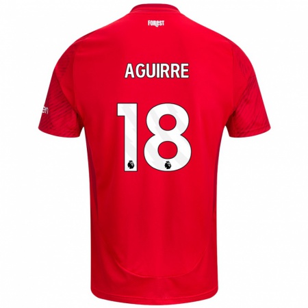 Kandiny Niño Camiseta Aja Aguirre #18 Rojo Blanco 1ª Equipación 2024/25 La Camisa Chile