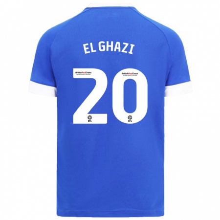 Kandiny Niño Camiseta Anwar El Ghazi #20 Azul Cielo 1ª Equipación 2024/25 La Camisa Chile