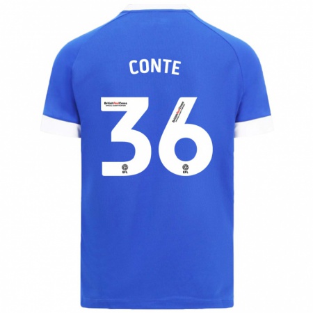 Kandiny Niño Camiseta Raheem Conte #36 Azul Cielo 1ª Equipación 2024/25 La Camisa Chile