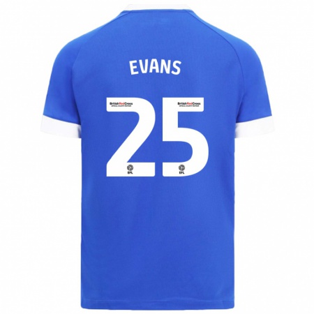 Kandiny Niño Camiseta Kieron Evans #25 Azul Cielo 1ª Equipación 2024/25 La Camisa Chile