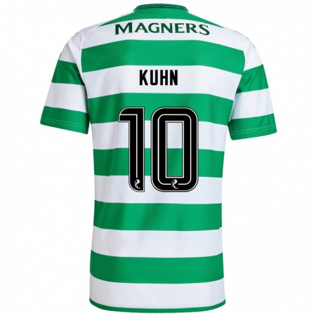 Kandiny Niño Camiseta Nicolas Kühn #10 Verde Blanco 1ª Equipación 2024/25 La Camisa Chile