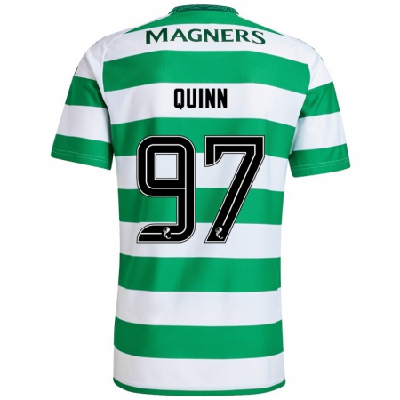 Kandiny Niño Camiseta Ben Quinn #97 Verde Blanco 1ª Equipación 2024/25 La Camisa Chile