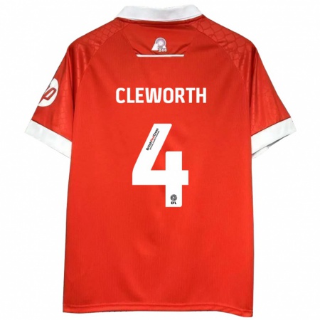 Kandiny Niño Camiseta Max Cleworth #4 Rojo Blanco 1ª Equipación 2024/25 La Camisa Chile