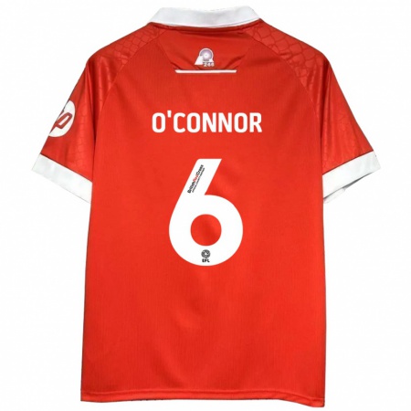 Kandiny Niño Camiseta Thomas O'connor #6 Rojo Blanco 1ª Equipación 2024/25 La Camisa Chile