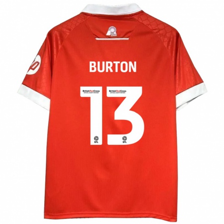 Kandiny Niño Camiseta Callum Burton #13 Rojo Blanco 1ª Equipación 2024/25 La Camisa Chile