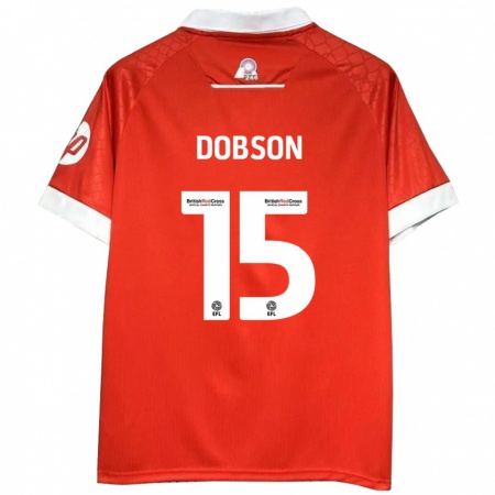 Kandiny Niño Camiseta George Dobson #15 Rojo Blanco 1ª Equipación 2024/25 La Camisa Chile