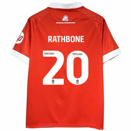 Kandiny Niño Camiseta Ollie Rathbone #20 Rojo Blanco 1ª Equipación 2024/25 La Camisa Chile