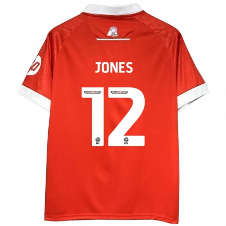 Kandiny Niño Camiseta Carra Jones #12 Rojo Blanco 1ª Equipación 2024/25 La Camisa Chile