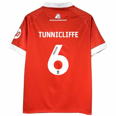 Kandiny Niño Camiseta Jordan Tunnicliffe #6 Rojo Blanco 1ª Equipación 2024/25 La Camisa Chile