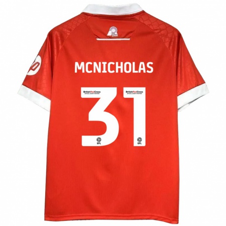 Kandiny Niño Camiseta Luke Mcnicholas #31 Rojo Blanco 1ª Equipación 2024/25 La Camisa Chile