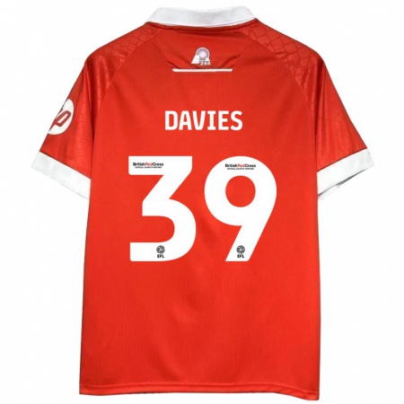 Kandiny Niño Camiseta Daniel Davies #39 Rojo Blanco 1ª Equipación 2024/25 La Camisa Chile