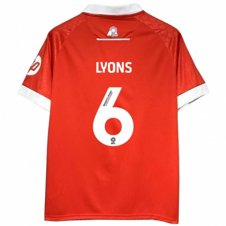 Kandiny Niño Camiseta Lauryn Lyons #6 Rojo Blanco 1ª Equipación 2024/25 La Camisa Chile