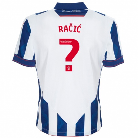 Kandiny Niño Camiseta Uroš Račić #0 Blanco Azul Oscuro 1ª Equipación 2024/25 La Camisa Chile