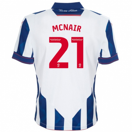 Kandiny Niño Camiseta Paddy Mcnair #21 Blanco Azul Oscuro 1ª Equipación 2024/25 La Camisa Chile