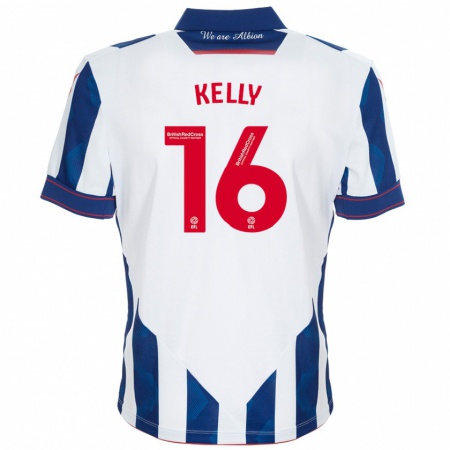 Kandiny Niño Camiseta Martin Kelly #16 Blanco Azul Oscuro 1ª Equipación 2024/25 La Camisa Chile