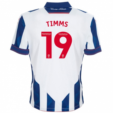 Kandiny Niño Camiseta Maria Timms #19 Blanco Azul Oscuro 1ª Equipación 2024/25 La Camisa Chile