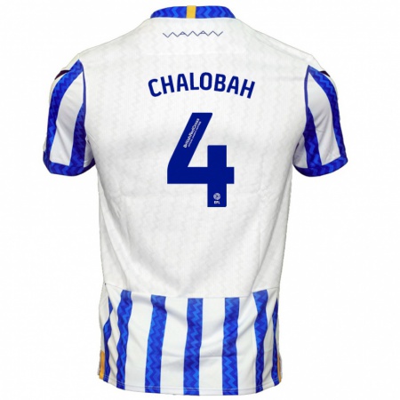 Kandiny Niño Camiseta Nathaniel Chalobah #4 Azul Blanco 1ª Equipación 2024/25 La Camisa Chile