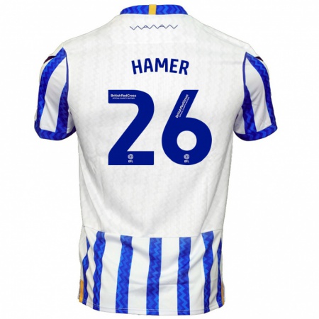 Kandiny Niño Camiseta Ben Hamer #26 Azul Blanco 1ª Equipación 2024/25 La Camisa Chile