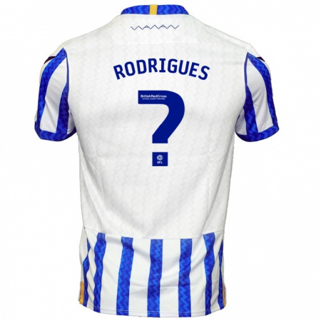 Kandiny Niño Camiseta Carlos Rodrigues #0 Azul Blanco 1ª Equipación 2024/25 La Camisa Chile