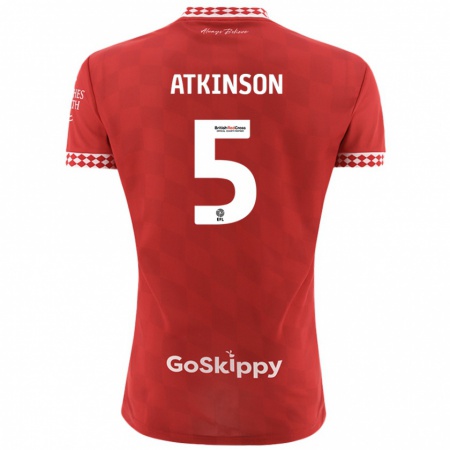 Kandiny Niño Camiseta Rob Atkinson #5 Rojo 1ª Equipación 2024/25 La Camisa Chile