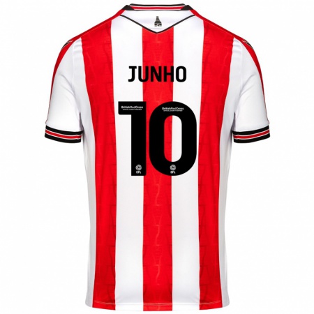 Kandiny Niño Camiseta Jun-Ho Bae #10 Rojo Blanco 1ª Equipación 2024/25 La Camisa Chile