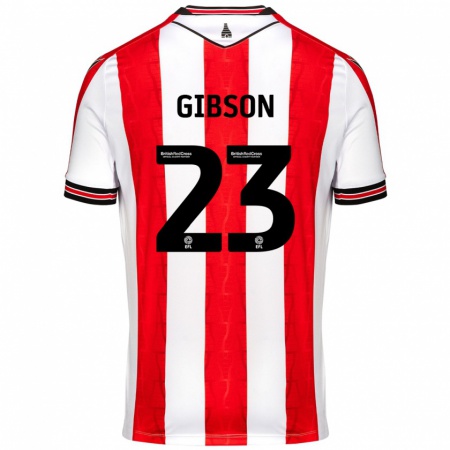 Kandiny Niño Camiseta Ben Gibson #23 Rojo Blanco 1ª Equipación 2024/25 La Camisa Chile