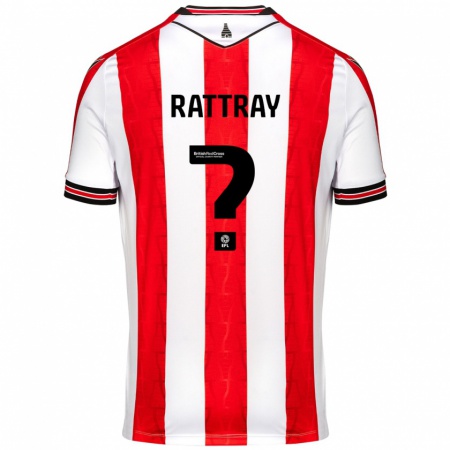 Kandiny Niño Camiseta Zane Rattray #0 Rojo Blanco 1ª Equipación 2024/25 La Camisa Chile