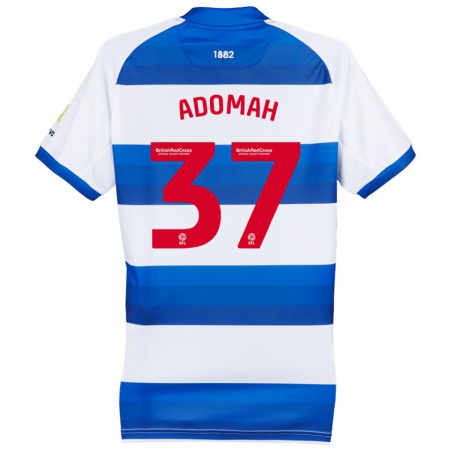 Kandiny Niño Camiseta Albert Adomah #37 Blanco Azul 1ª Equipación 2024/25 La Camisa Chile