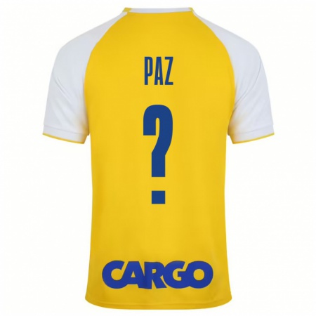 Kandiny Niño Camiseta Jonathan Paz #0 Amarillo Blanco 1ª Equipación 2024/25 La Camisa Chile