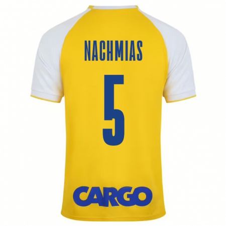 Kandiny Niño Camiseta Idan Nachmias #5 Amarillo Blanco 1ª Equipación 2024/25 La Camisa Chile