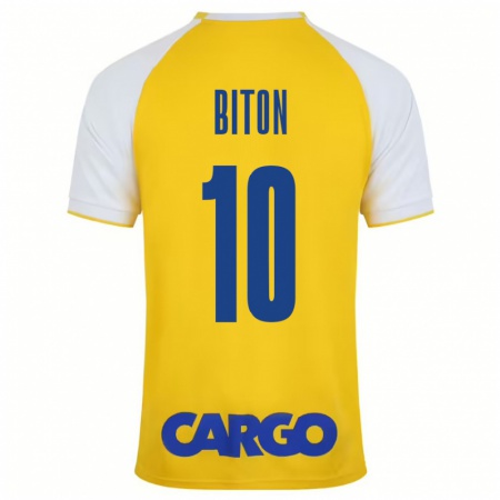 Kandiny Niño Camiseta Dan Biton #10 Amarillo Blanco 1ª Equipación 2024/25 La Camisa Chile