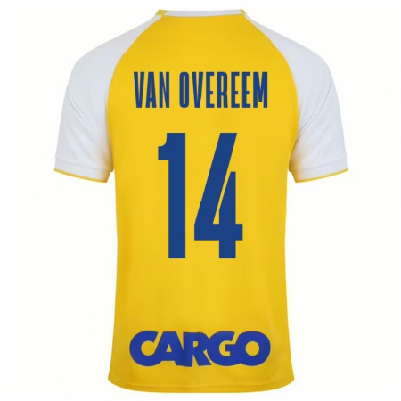 Kandiny Niño Camiseta Joris Van Overeem #14 Amarillo Blanco 1ª Equipación 2024/25 La Camisa Chile