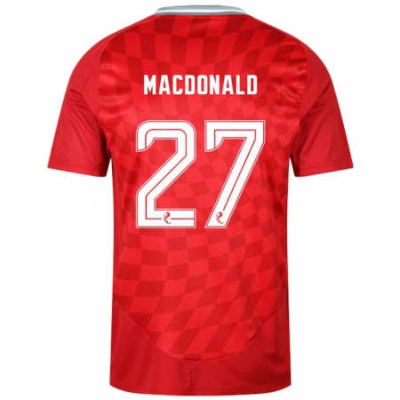 Kandiny Niño Camiseta Angus Macdonald #27 Rojo 1ª Equipación 2024/25 La Camisa Chile