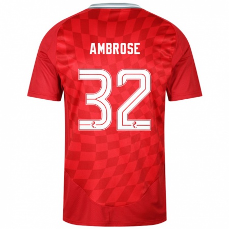 Kandiny Niño Camiseta Peter Ambrose #32 Rojo 1ª Equipación 2024/25 La Camisa Chile