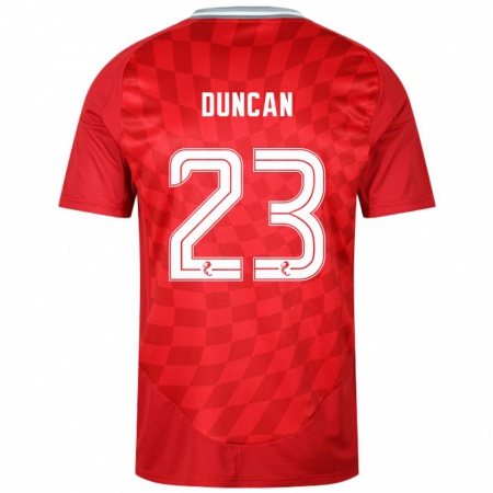 Kandiny Niño Camiseta Ryan Duncan #23 Rojo 1ª Equipación 2024/25 La Camisa Chile