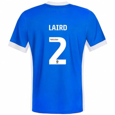 Kandiny Niño Camiseta Ethan Laird #2 Azul Blanco 1ª Equipación 2024/25 La Camisa Chile