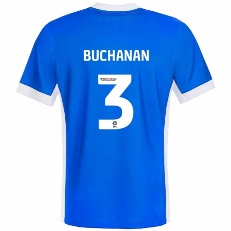 Kandiny Niño Camiseta Lee Buchanan #3 Azul Blanco 1ª Equipación 2024/25 La Camisa Chile