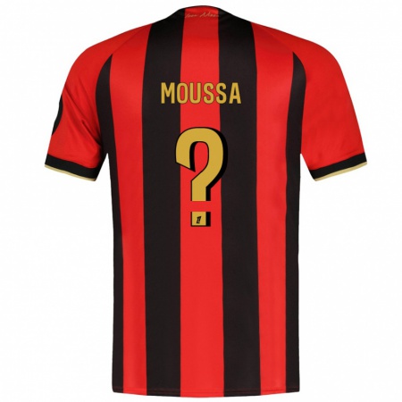 Kandiny Niño Camiseta Mounir Moussa #0 Rojo Negro 1ª Equipación 2024/25 La Camisa Chile