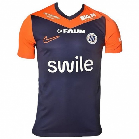 Kandiny Niño Camiseta Léo Mellin #0 Azul Marino Naranja 1ª Equipación 2024/25 La Camisa Chile