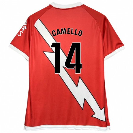 Kandiny Niño Camiseta Sergio Camello #14 Blanco Rojo 1ª Equipación 2024/25 La Camisa Chile