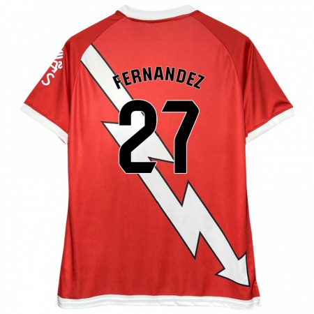 Kandiny Niño Camiseta Pelayo Fernández #27 Blanco Rojo 1ª Equipación 2024/25 La Camisa Chile