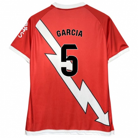 Kandiny Niño Camiseta Miguel García #5 Blanco Rojo 1ª Equipación 2024/25 La Camisa Chile